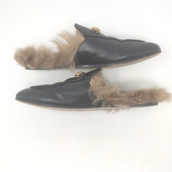 Authentic Gucci Princeton Fur slides - black leather - size 10 41 - Picture 9 of 12